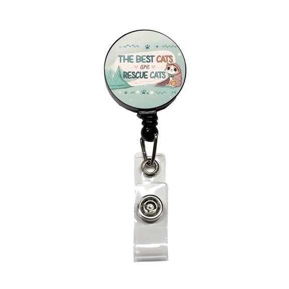 The Best Cats Are Rescue Cats Adopt Retractable Reel ID Badge Key Card Name Tag Holder with Clip