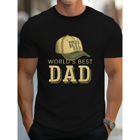 "The Best Dad in the World" Cotton T-Shirt - Soft, Comfortable Fit with Distressed Graphic Print, Casual Crew Neck, Perfect Father'S Day Gift, Everyday Comfort| Humorous Dad Shirt| Soft Cotton Tee