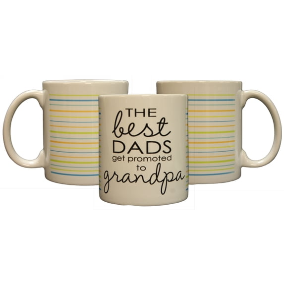 The Best Dads Get Promoted To Grandpa 11oz Coffee Mug with Stripes