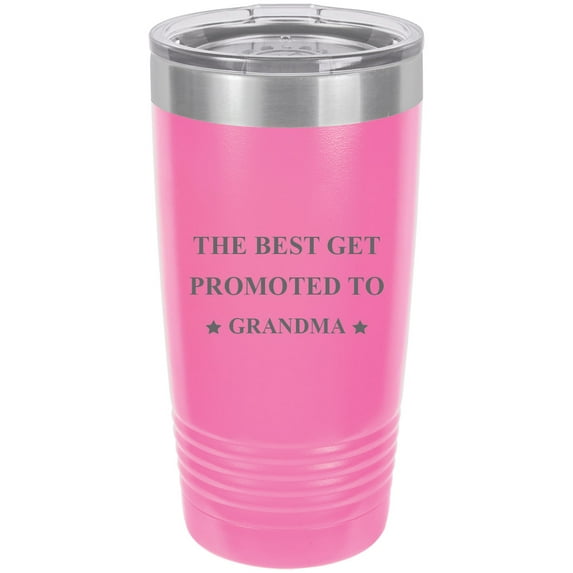 The Best Get Promoted to Grandma Stainless Steel Engraved Insulated Tumbler 20 Oz Travel Coffee Mug, Pink