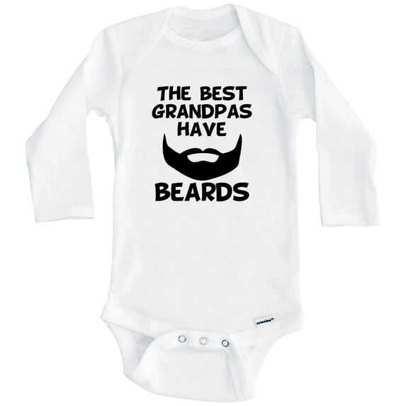 The Best Grandpas Have Beards One Piece Baby Bodysuit (Long Sleeve), 3-6 Months White