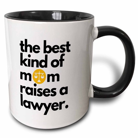 3drose, the Best Kind of Mom Raises a Lawyer Gift for Mom, 11oz Two-tone Black Mug