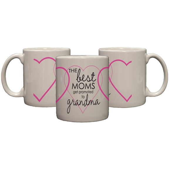 The Best Moms Get Promoted To Grandma 11oz Coffee Mug with Hearts