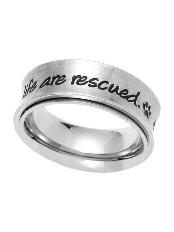 The Best Ones Are Rescued Paw Print Spinner Ring size 10