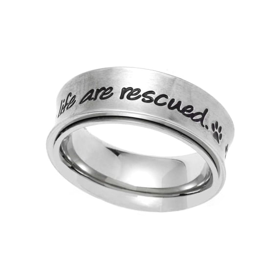 The Best Ones Are Rescued Paw Print Spinner Ring size 7
