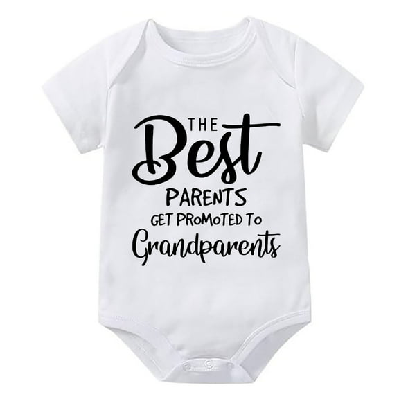 The Best Parents Get Promoted to Grandparents Baby Homecoming Outfit Short Sleeve Plain White Romper White Baby Boy Outfits N