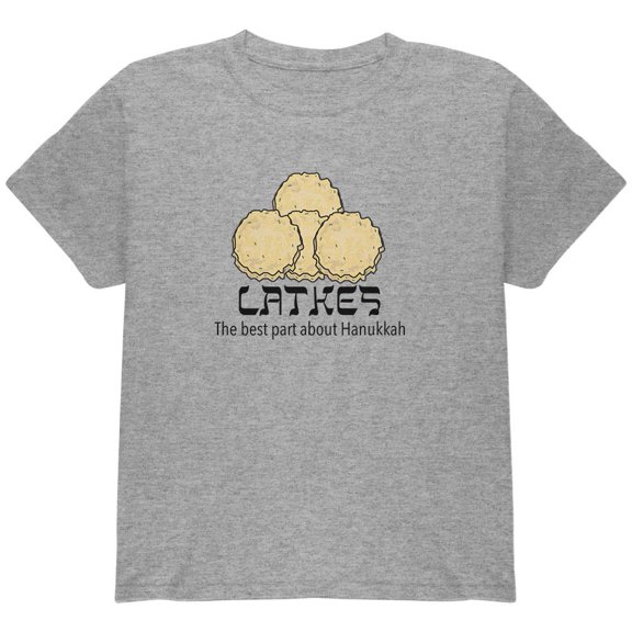The Best Part About Hanukkah Latke Youth T Shirt Heather YSM