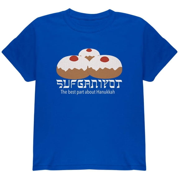 The Best Part About Hanukkah Sufganiyot Youth T Shirt Royal YMD