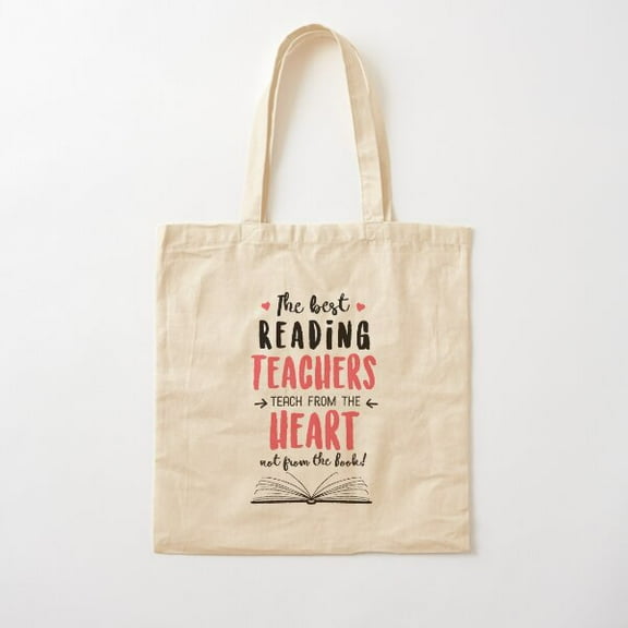 The Best Reading Teachers Teach From The Heart Quote Cotton Tote Bag Canvas Tote Bag, Family Gift For Mother, Her