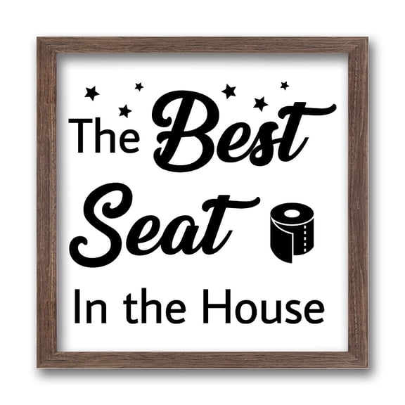 The Best Seat in The House Wood Sign with Acrylic Layer 7x7 Inch Rustic Funny Bathroom Wall Decor Sign Vintage Farmhouse Hanging Frame Sign