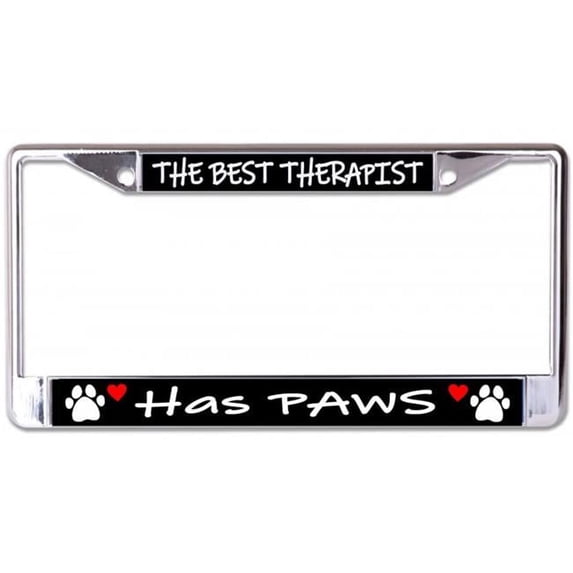 The Best Therapist Has Paws Chrome License Plate Frame
