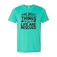 thumbnail image 1 of The Best Things in Life are Rescued Adult Short Sleeve Jersey Tee-Heather Sea Green-4XL, 1 of 4