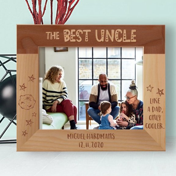 The Best Uncle Like A Dad Only Cooler Personalized Wooden Frame-10" x 8" Brown Horizontal