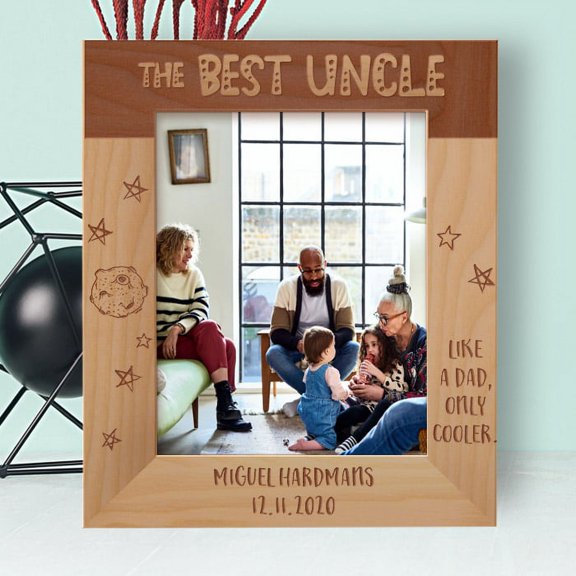 The Best Uncle Like A Dad Only Cooler Personalized Wooden Frame 8" x 10" Brown (Vertical)