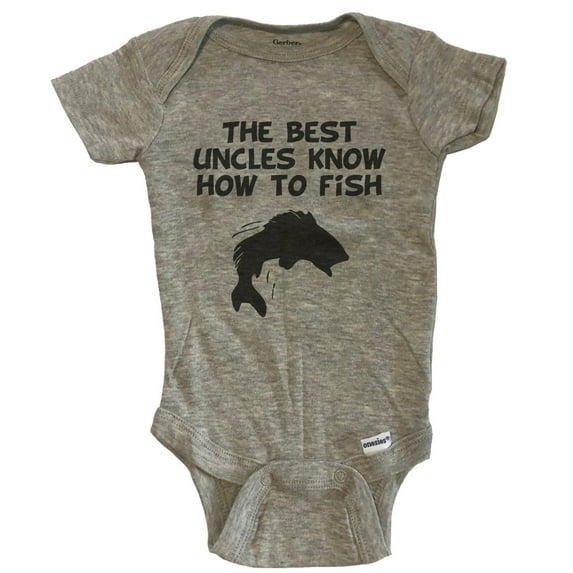 The Best Uncles Know How To Fish Baby Bodysuit - Grey