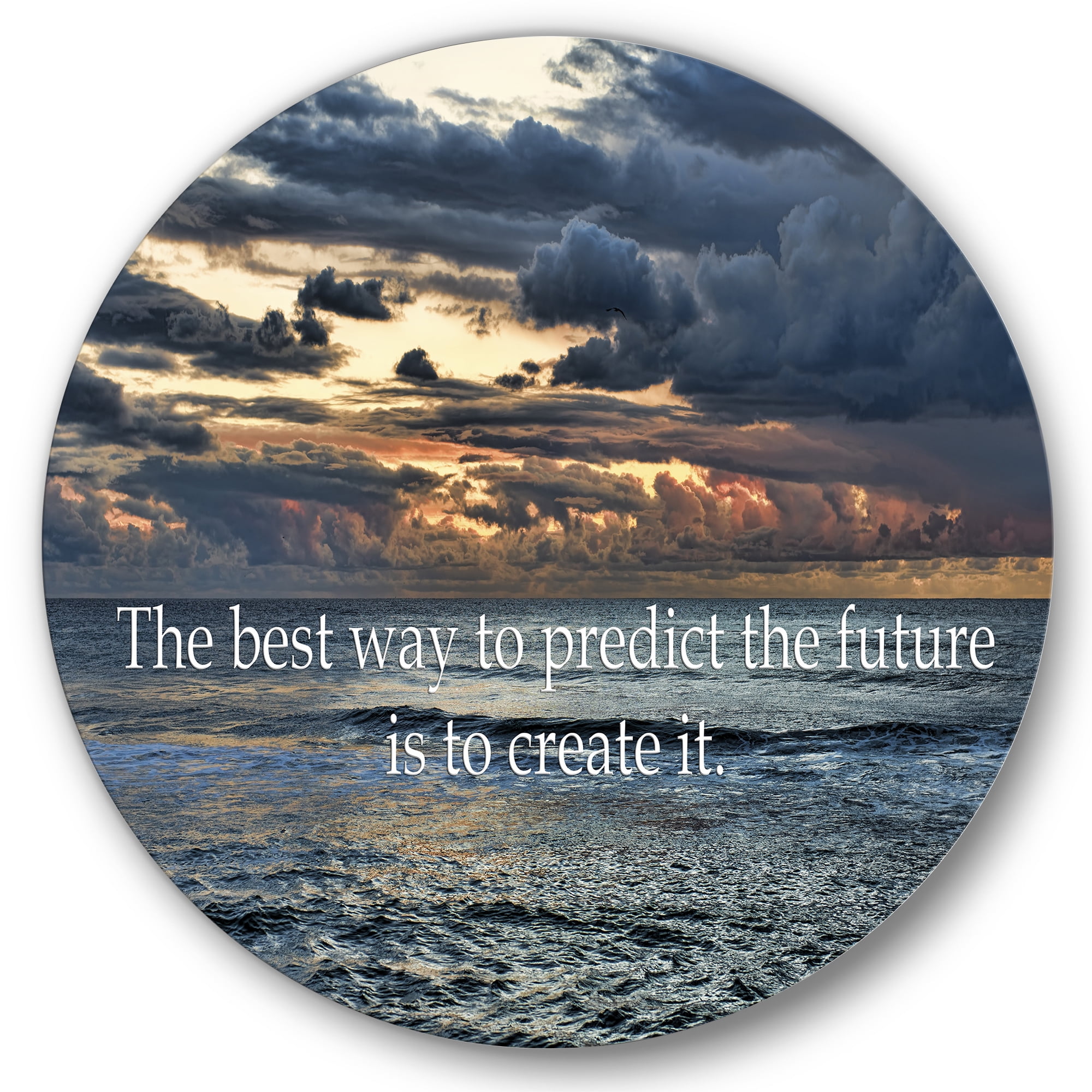 The Best Way To Predict The Future Is To Create It Blue Ocean 11 in x 11 in Painting Art Prints, by Designart