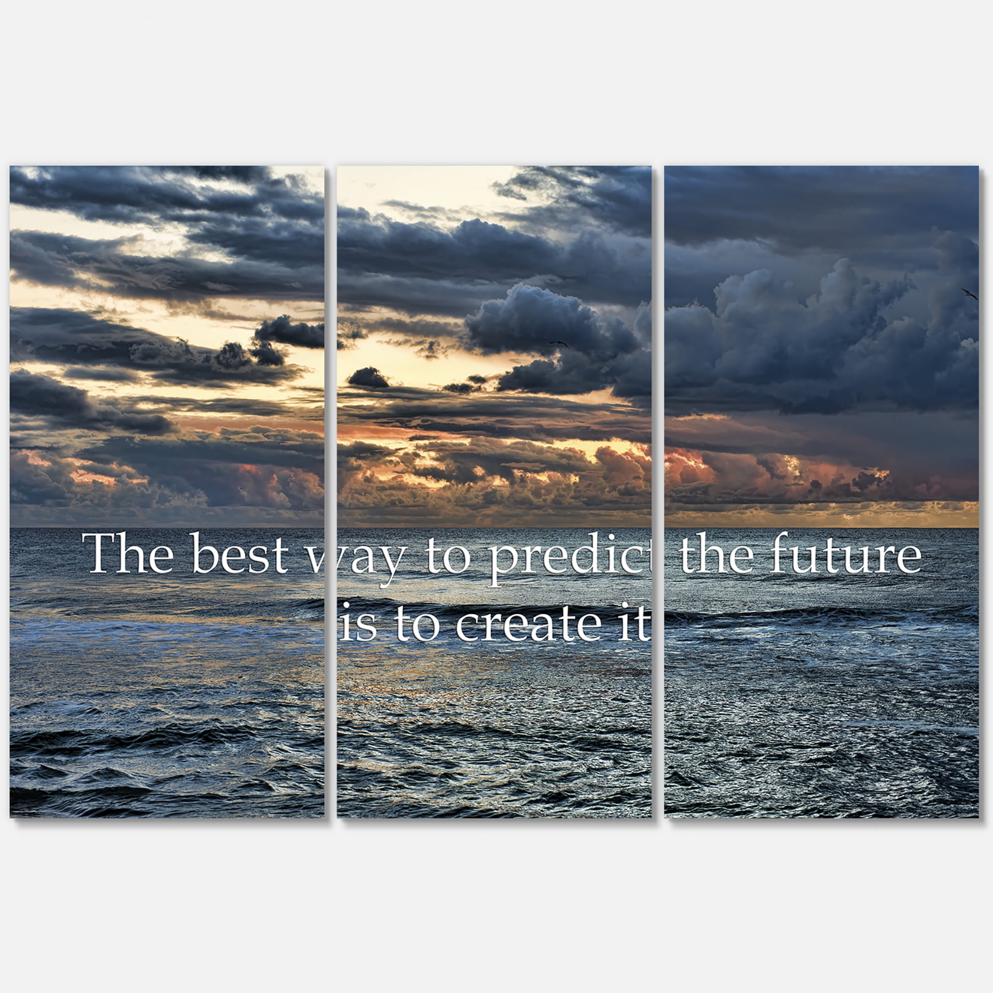 The Best Way To Predict The Future Is To Create It Blue Ocean 28 in x 36 in Photography Canvas Art Print, by Designart