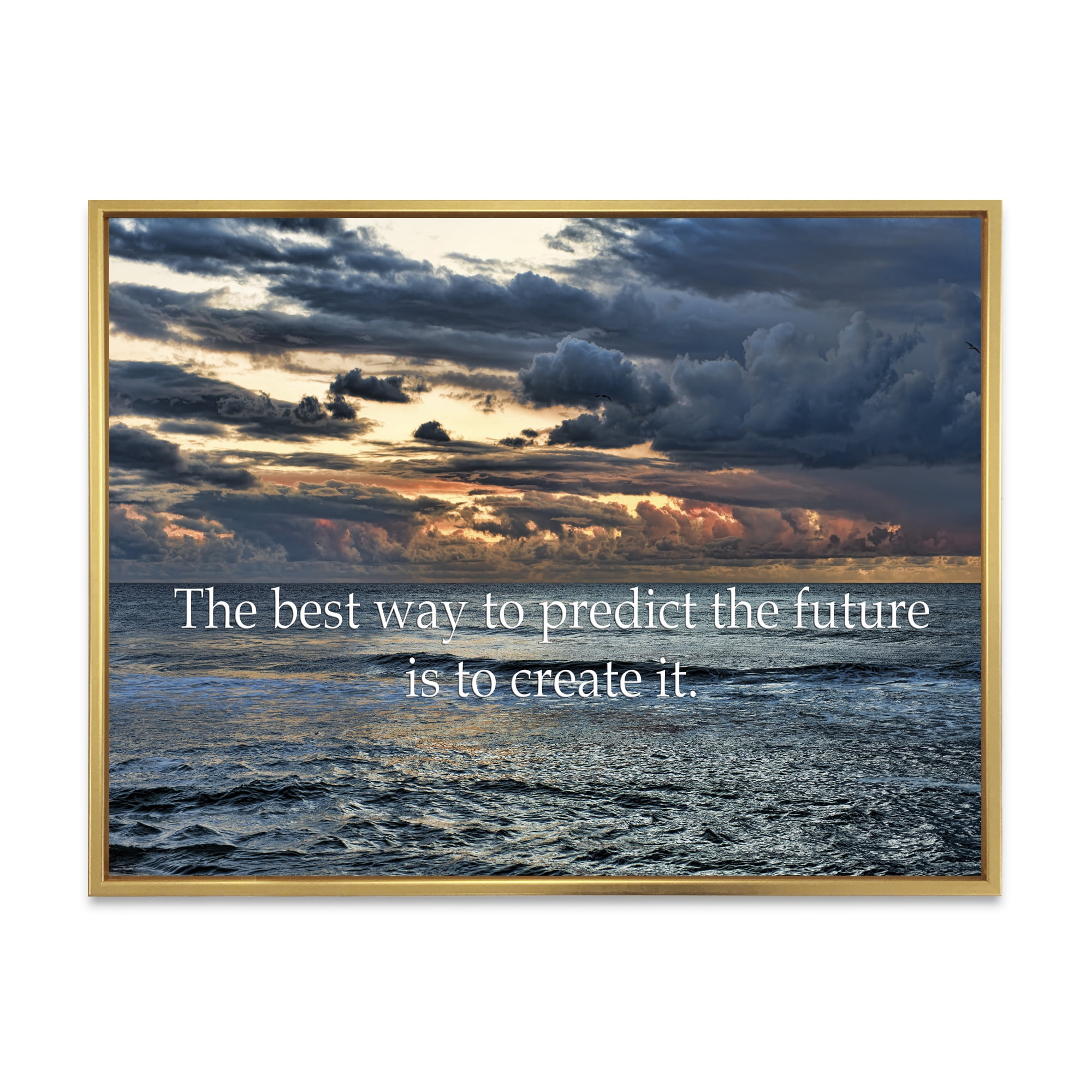 The Best Way To Predict The Future Is To Create It Blue Ocean' 32" x 16" Framed Photography Canvas Art Print, by Designart
