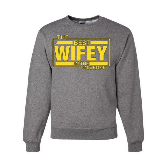 The Best Wifey in the Universe | Mens and Womens Mother's Day Crewneck Graphic Sweatshirt, Heather Grey, Large