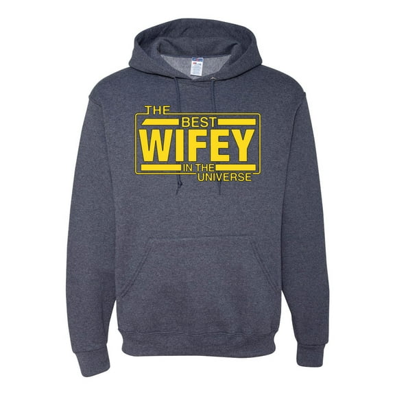 The Best Wifey in the Universe | Mens and Womens Mother's Day Hooded Sweatshirt Graphic Hoodie, Vintage Heather Navy, Medium