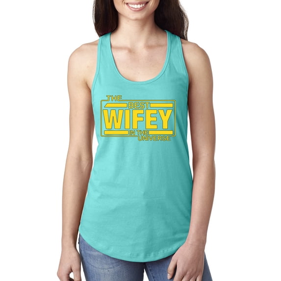 The Best Wifey in the Universe | Womens Mother's Day Jersey Racerback Tank Top, Tahiti Blue, Medium