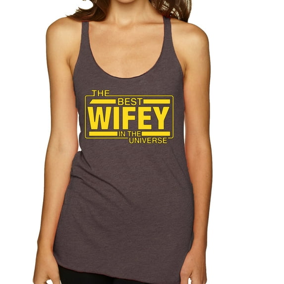The Best Wifey in the Universe | Womens Mother's Day Premium Tri-Blend Racerback Tank Top, Brown, Medium