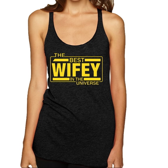 The Best Wifey in the Universe | Womens Mother's Day Premium Tri-Blend Racerback Tank Top, Vintage Black, Small