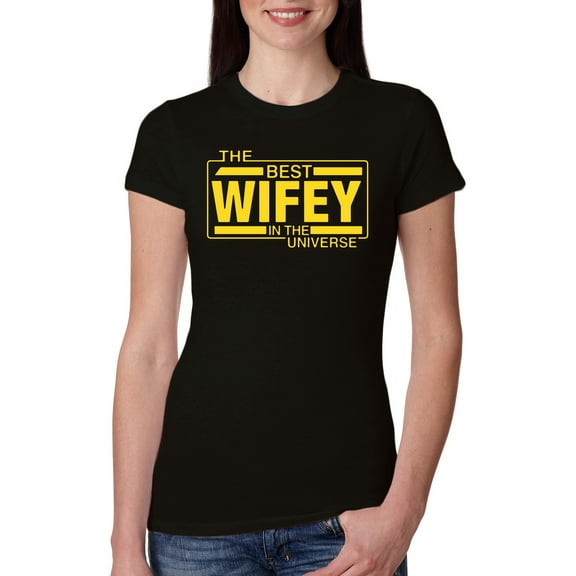 The Best Wifey in the Universe | Womens Mother's Day Slim Fit Junior Tee, Black, Large