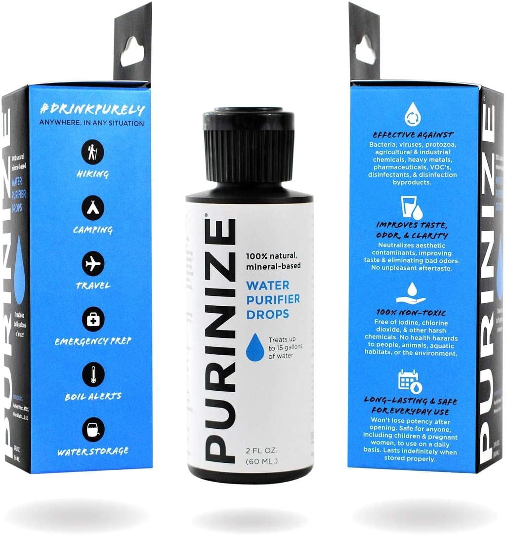The Best and Only Patented Natural Water Purifying Solution - Chemical Free Camping and Survival Water Purification (2 oz)