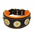 thumbnail image 1 of The Bestia "Bijou" Leather Dog Collar Black & Orange for Medium to Large Dog Breeds, 1 of 3