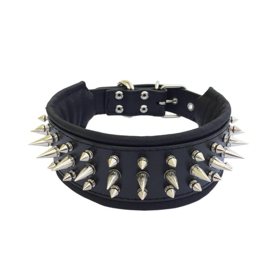 The Bestia "Danger" Black Leather Dog Collar for Large Dog Breeds