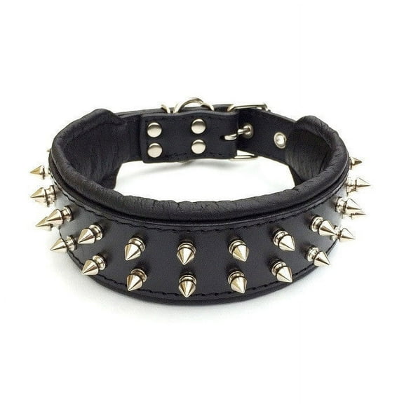 The Bestia "Frenchie" Leather Dog Collar Black & Green for Medium to Large Dog Breeds