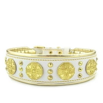 The Bestia "Maximus" White Leather Dog Collar for Large Dog Breeds