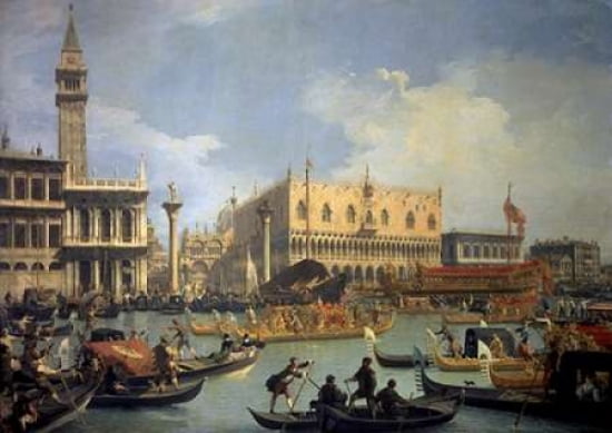 The Betrothal of the Venetian Doge to the Adriatic Canvas Art - Canaletto (20 x 28)
