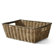 Better Homes & Gardens Poly Rattan Storage Basket with Cut-Out Handles, Brown, Rectangle