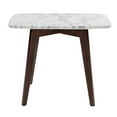 thumbnail image 1 of The Bianco Collection Cima 12" x 21" Rectangular Italian Carrara White Marble Table with Walnut Legs, 1 of 2