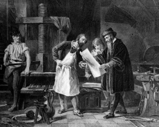 The Bible First Time in Print First Proof From Gutenbergs Press by artist unknown Canvas Art - (18 x 24)