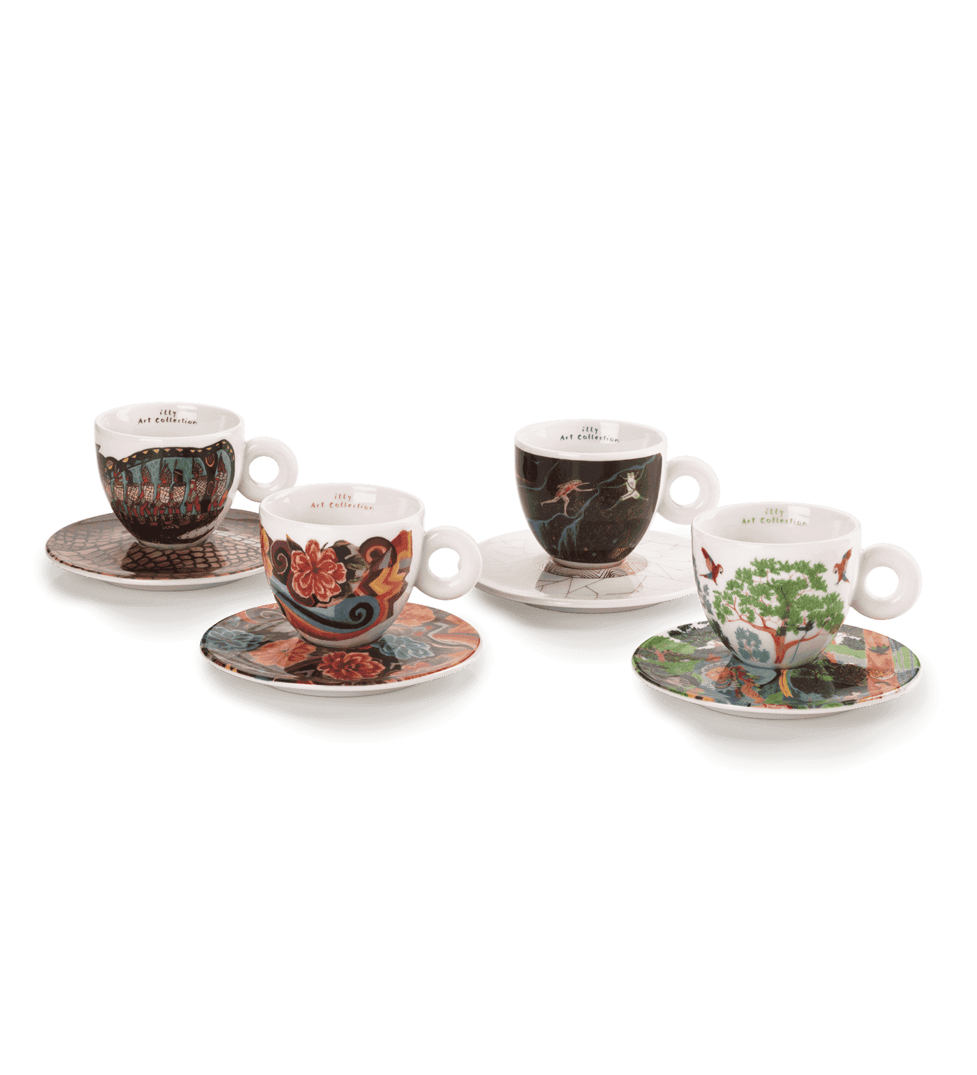 Lot De 4 Tasses à Café Illy Art Collection - Motif Cappuccino Avec Logo - Diamètre 8cm - Neuf