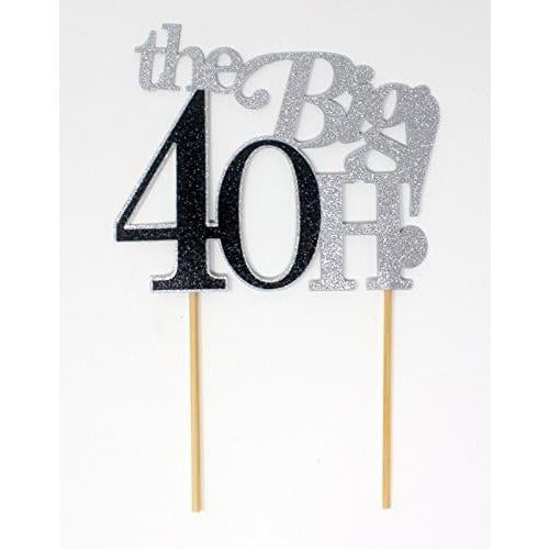 The Big 4OH! Cake Topper, 1Pc, 40Th Birthday, 40Th Anniversary (Silver & Black)