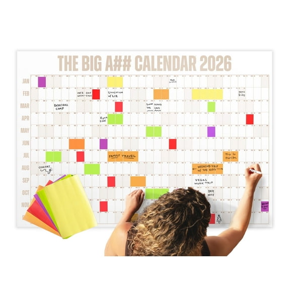 The Big A## Calendar Yearly Dry Erase Extra Large Wall Calendar January 2026 - December 2026, 4 x 3 Feet, Neutral