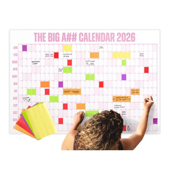 The Big A## Calendar Yearly Dry Erase Extra Large Wall Calendar January 2026 - December 2026, 4 x 3 Feet, Pink