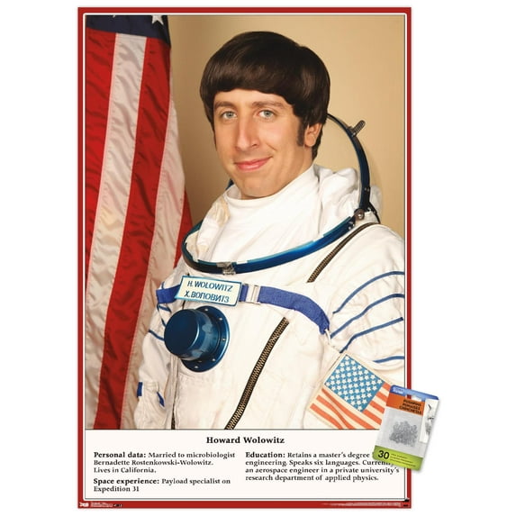 The Big Bang Theory - Astronaut Wall Poster with Push Pins, 22.375" x 34"