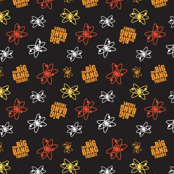 The Big Bang Theory Atoms in Black 100% Cotton Fabric Sold by the Yard
