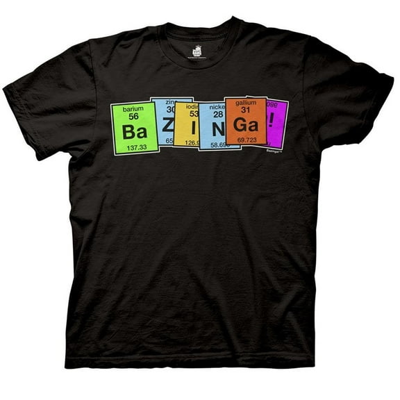 The Big Bang Theory Bazinga Periodic Table Adult Black T-Shirt