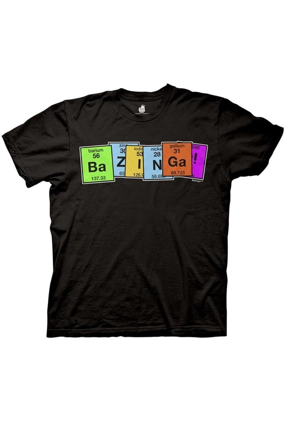The Big Bang Theory Bazinga Periodic Table Adult Black T-Shirt