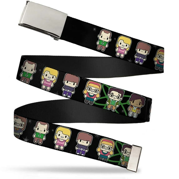 Adjustable Belt, Clamp Buckle, Cut-to-Fit, Big Bang Theory Chibi Characters Atom Stars