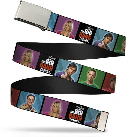 Adjustable Belt, Clamp Buckle, Cut-to-Fit, The Big Bang Theory Character Blocks Logo