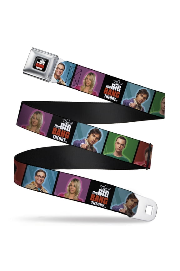 The Big Bang Theory Belt, Seatbelt Buckle Belt, The Big Bang Theory Character Blocks Logo, 30 to 44 Inches