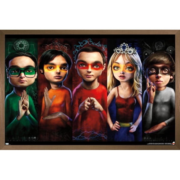 The Big Bang Theory - Faces Wall Poster, 14.725" x 22.375", Framed