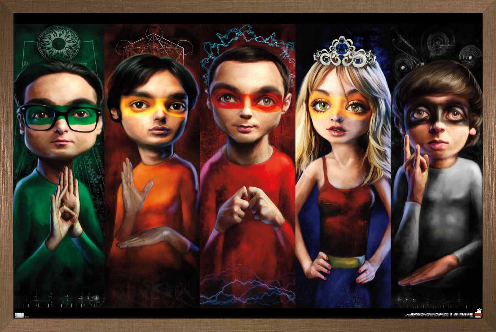The Big Bang Theory - Faces Wall Poster, 22.375" x 34", Framed